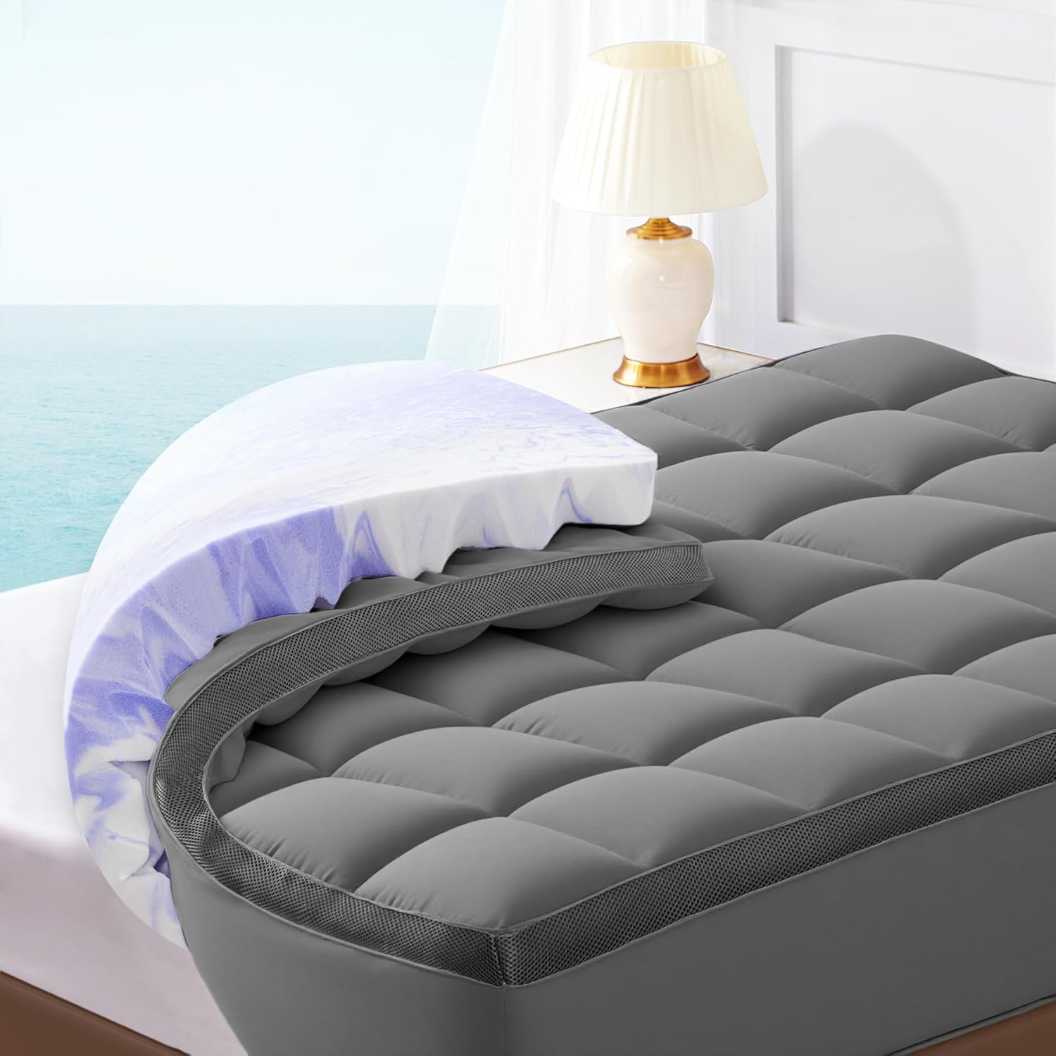 Dual Layer 4 Inch Memory Foam Mattress Topper for Queen Beds