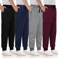 Boys Sweatpants 4 Pack Cotton Fleece Lined Joggers - Warm Adjustable