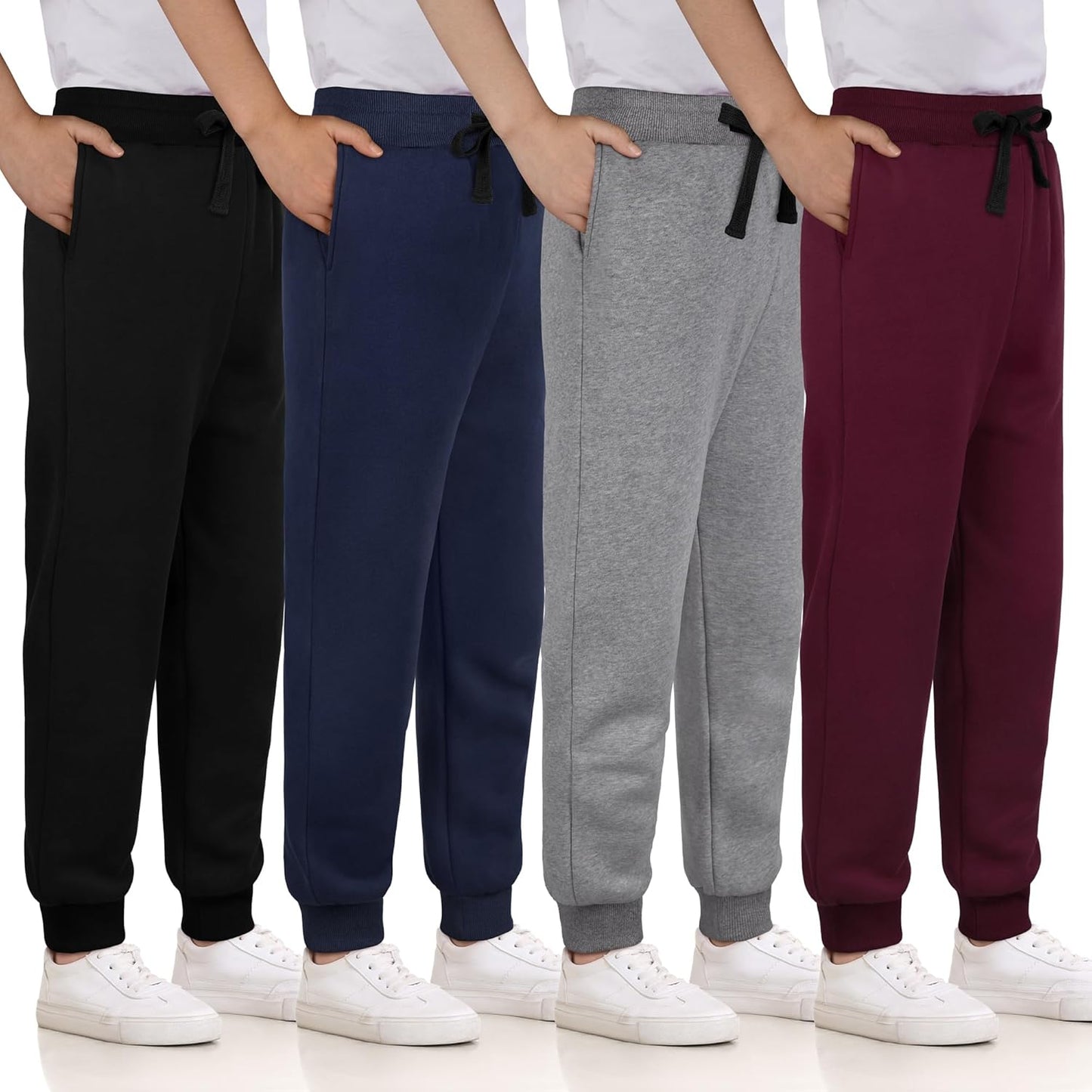 Boys Sweatpants Cotton Fleece Lined Joggers for Active Kids