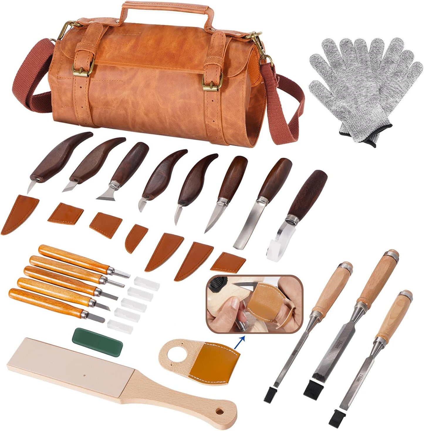 Premium Professional Wood Carving Kit with Ergonomic Handles