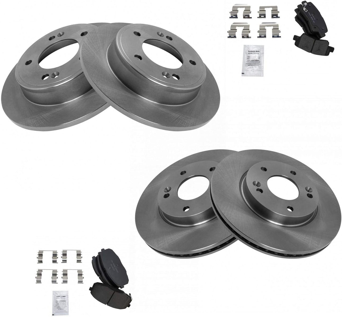 TRQ Brake Pad & Rotor Kit for 2014-2016 Kia Soul A)