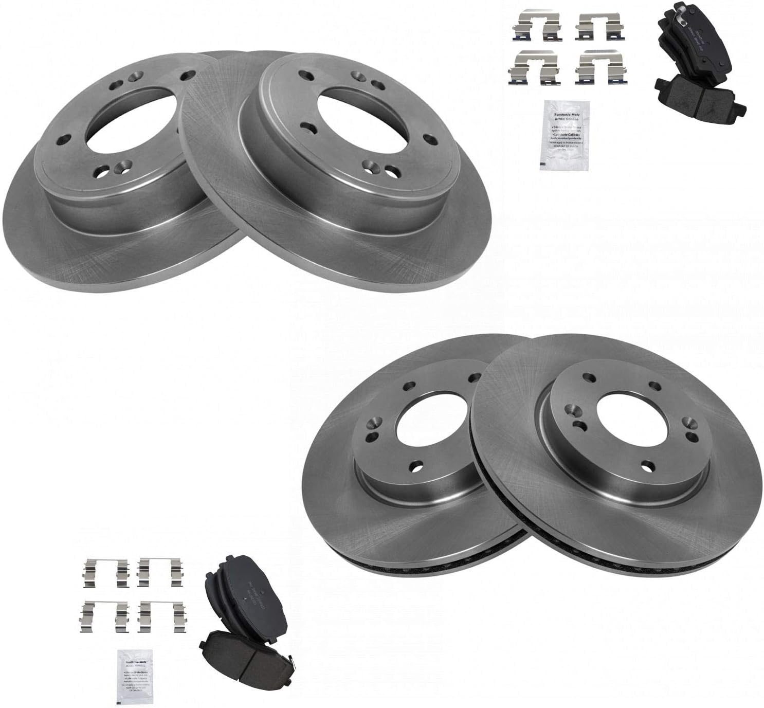 TRQ Brake Pad & Rotor Kit for 2014-2016 Kia Soul A)