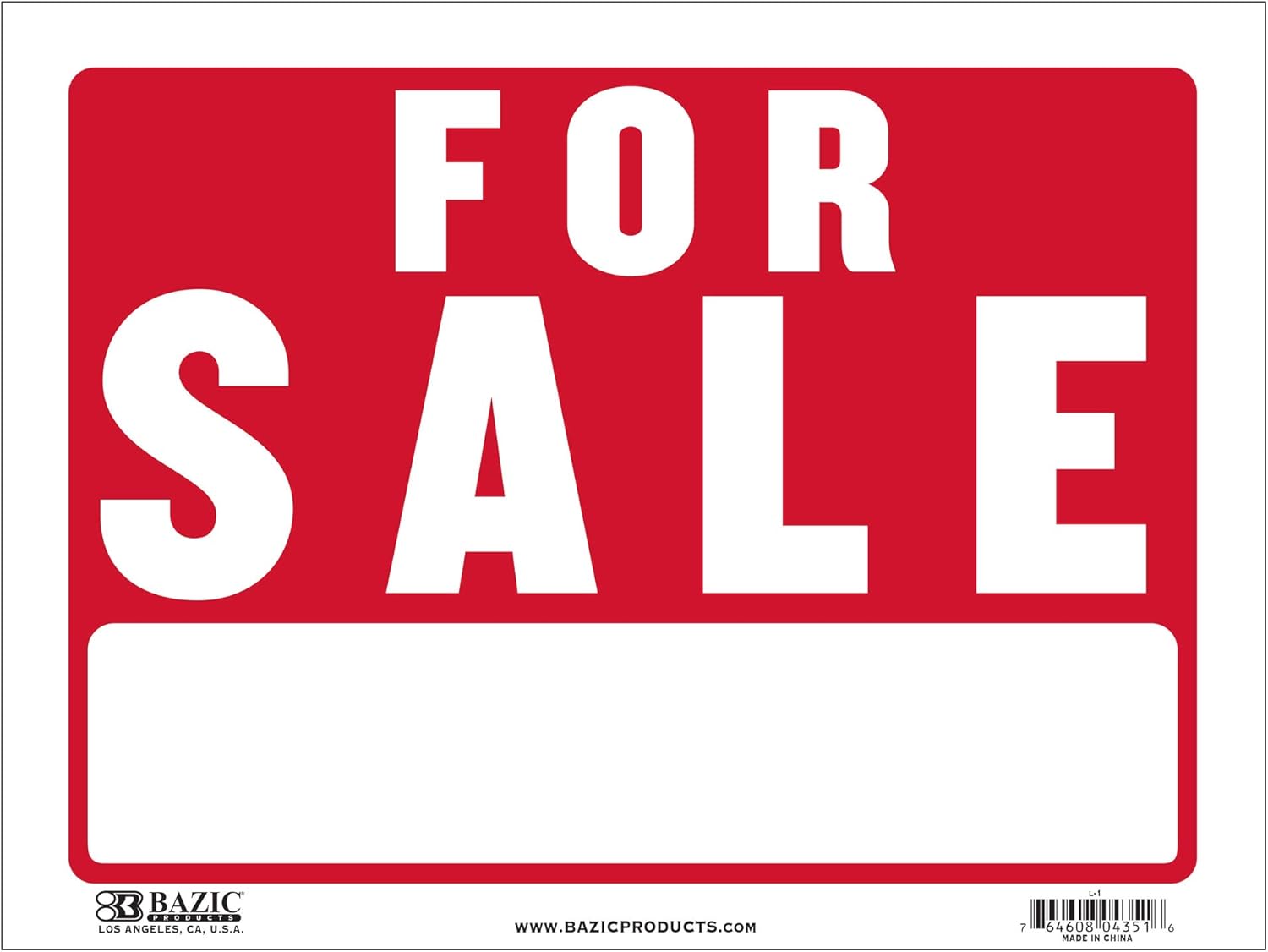 BAZIC For Sale Sign 12x16 INCH Waterproof Indoor Advertising