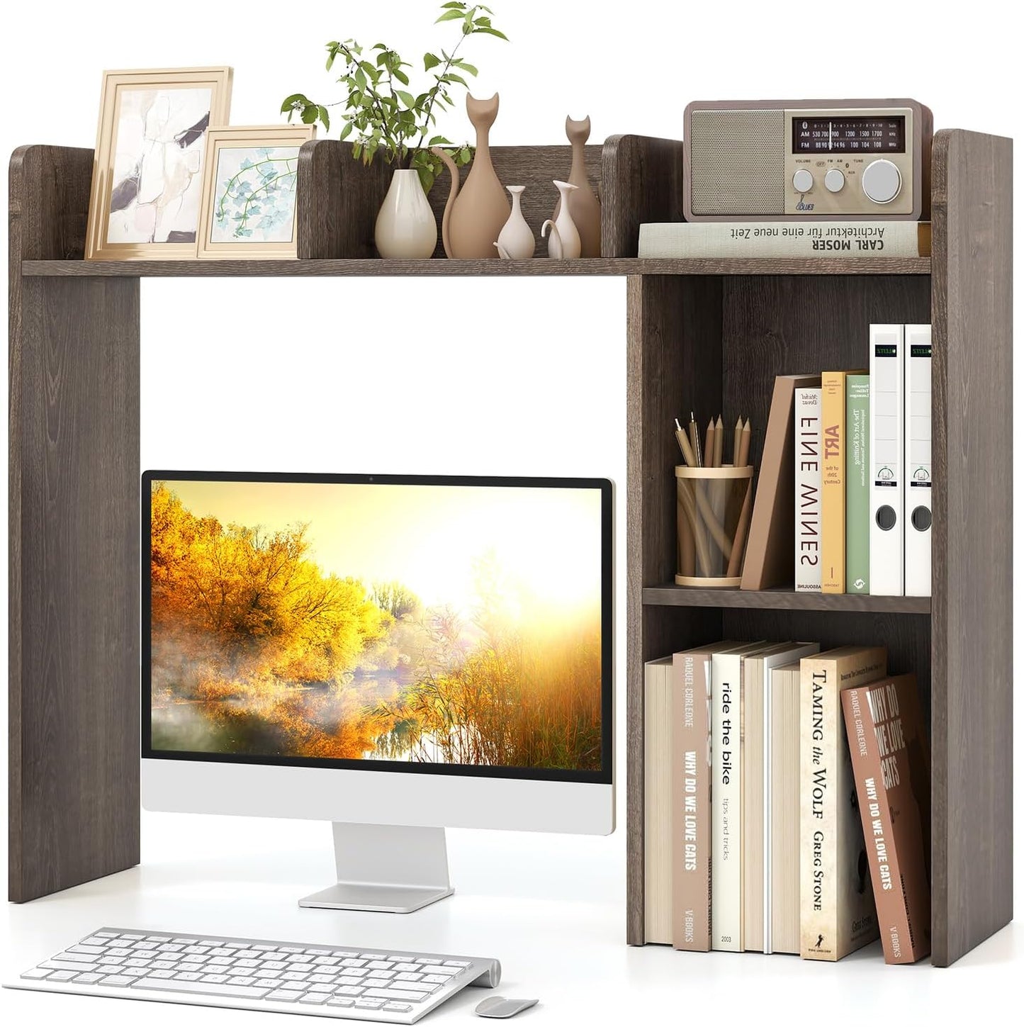 Tangkula Desktop Bookshelf for Computer Desk and Storage