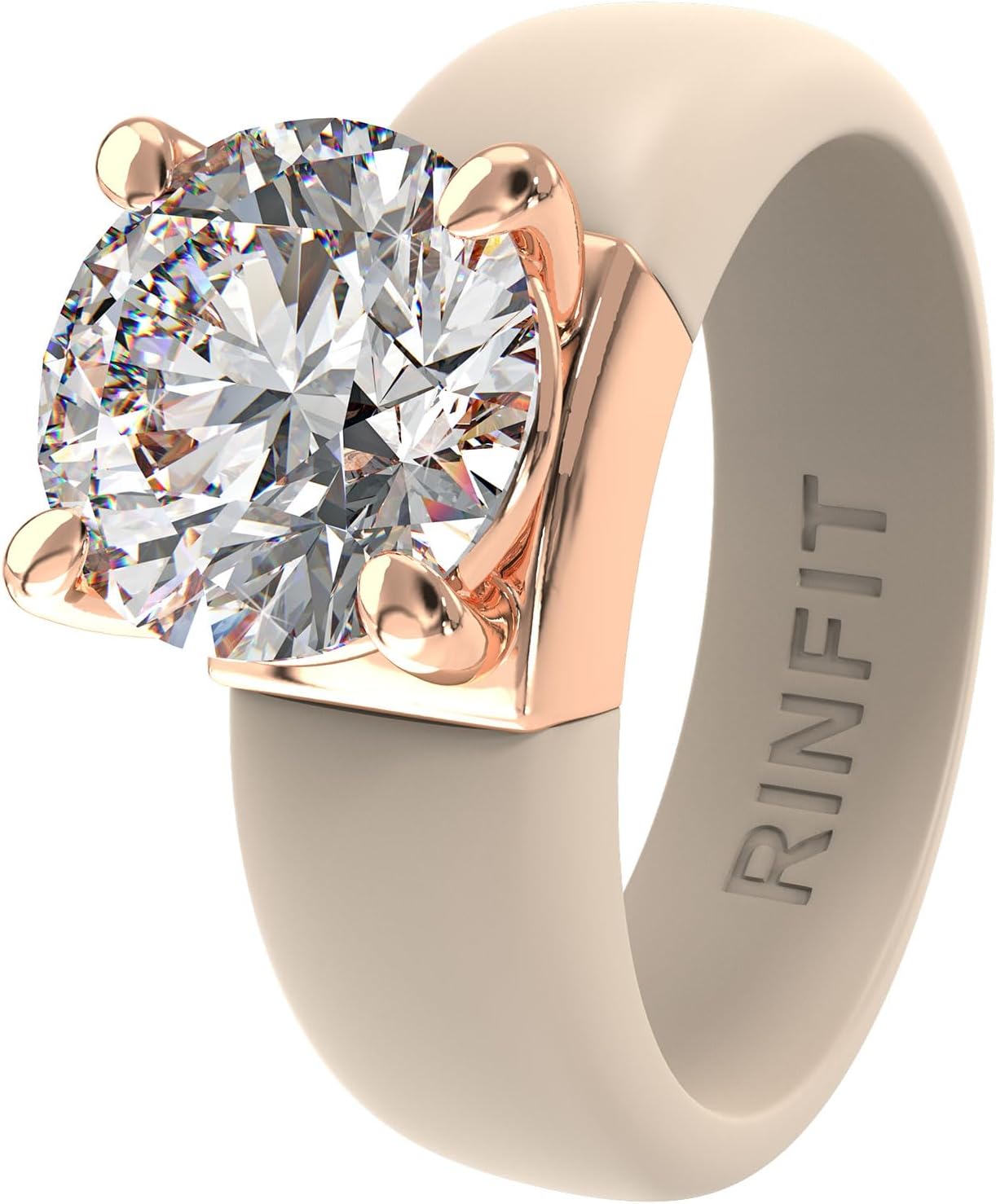 Rinfit Silicone Ring with Stone - Elegant Rubber Wedding Band