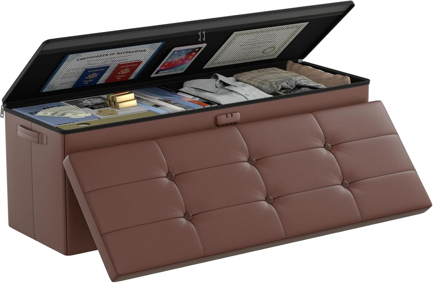 Fireproof Waterproof Storage Ottoman Bench for Home Office