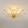 Vintage Crystal Branch Chandelier 5-Light - Elegant Brushed Gold