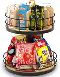 Snack Organizer 2-Tier Lazy Susan - Compact Grab-and-Go Snack Storage