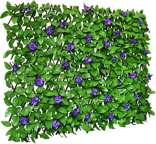 Privacy Screen Faux Ivy Panel - Green Flowers