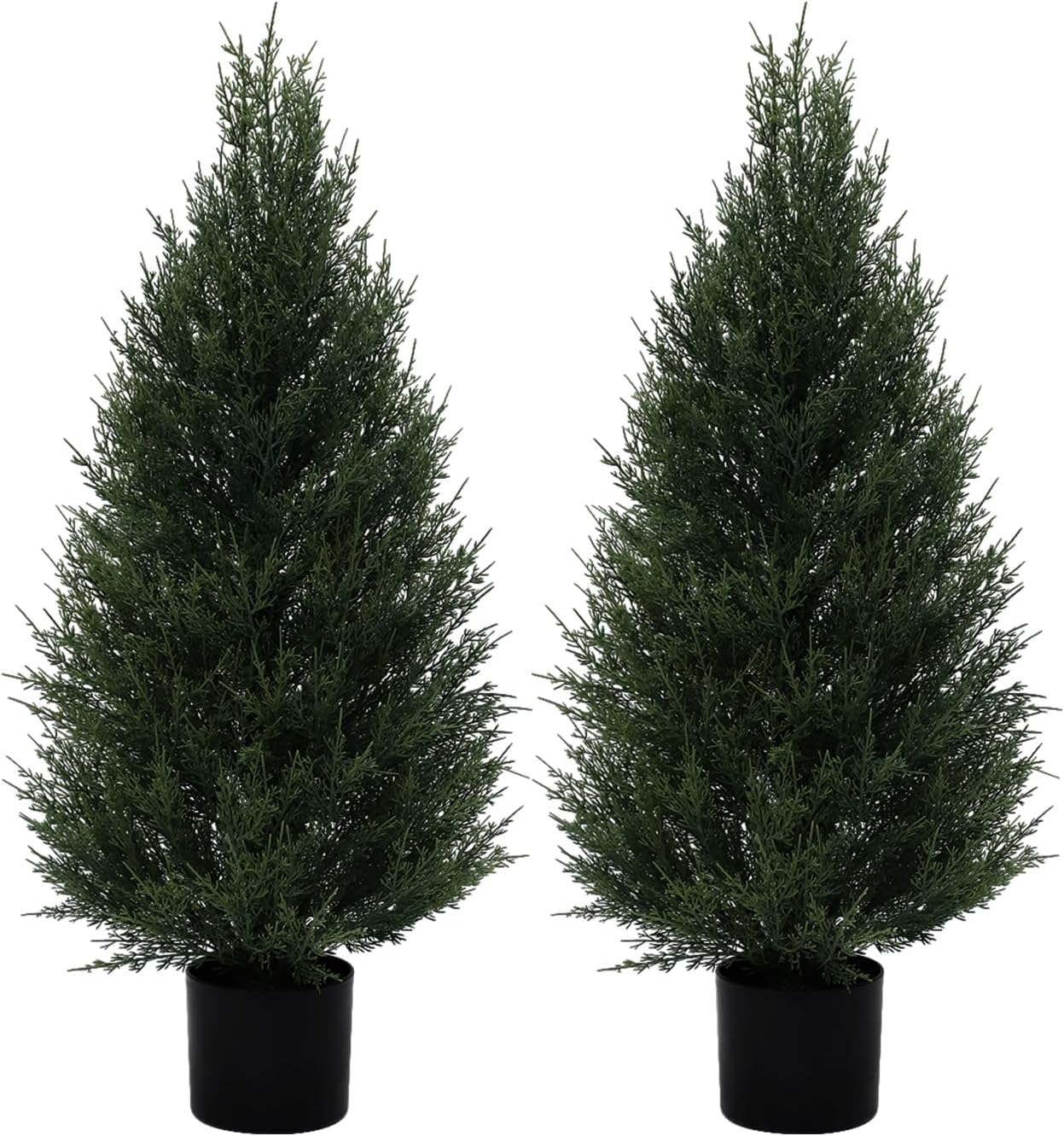 2Pack 3ft Outdoor Artificial Cedar Topiary Trees for Decor