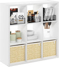 Furinno Cubicle Open Back 9-Cube Storage Organizer - Modern 9-Cube