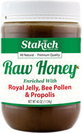 Stakich Royal Jelly Bee Pollen Propolis Raw Honey - Pure, Unheated