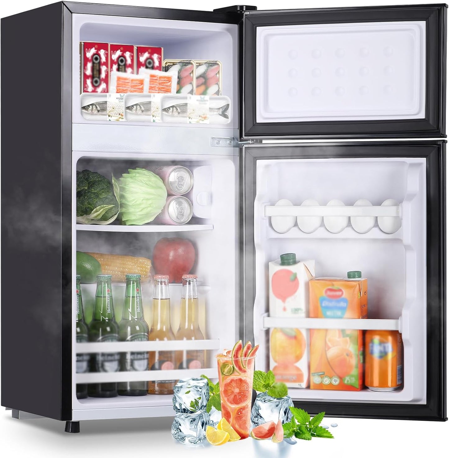 2.4 Cu.ft Mini Fridge with Double Doors for Office or Dorm