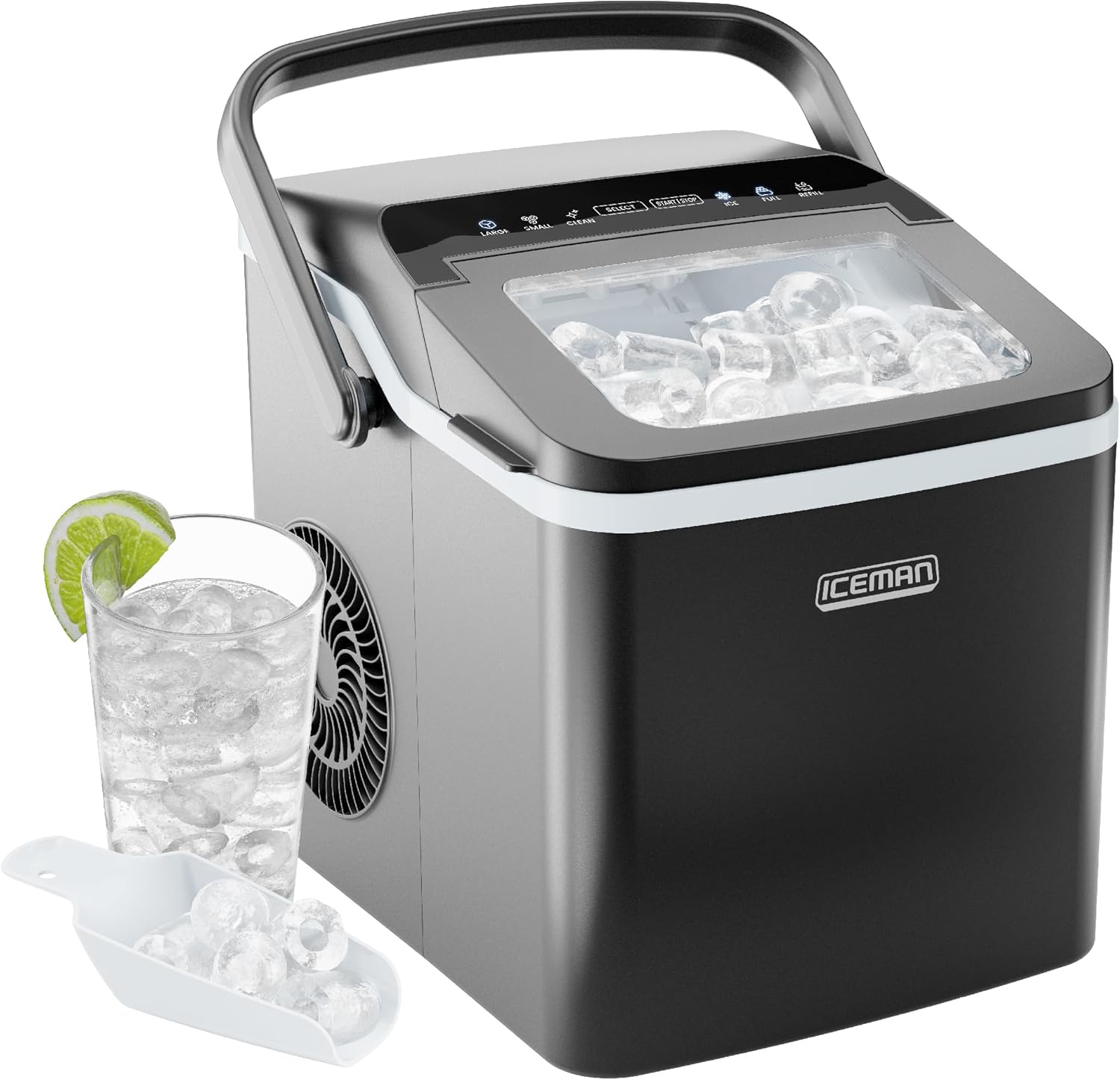 Iceman Dual-Size Portable Ice Maker - Fast Ice in 7 Mins!