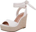 Womens Espadrilles Wedges Sandals Heels Open Toe Tie Lace (Style CRZM)