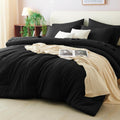 CozyLux Queen Comforter Set Black - All Season 7PC Comforter Set