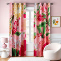Pink Boho Floral Blackout Curtains 52Wx63L - Full Light Blocking