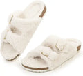 FITORY Womens Open Toe Slipper with Cozy Lining - Comfortable Cork