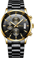 CRRJU Chronograph Watch for Men in Durable Waterproof Stainless Steel