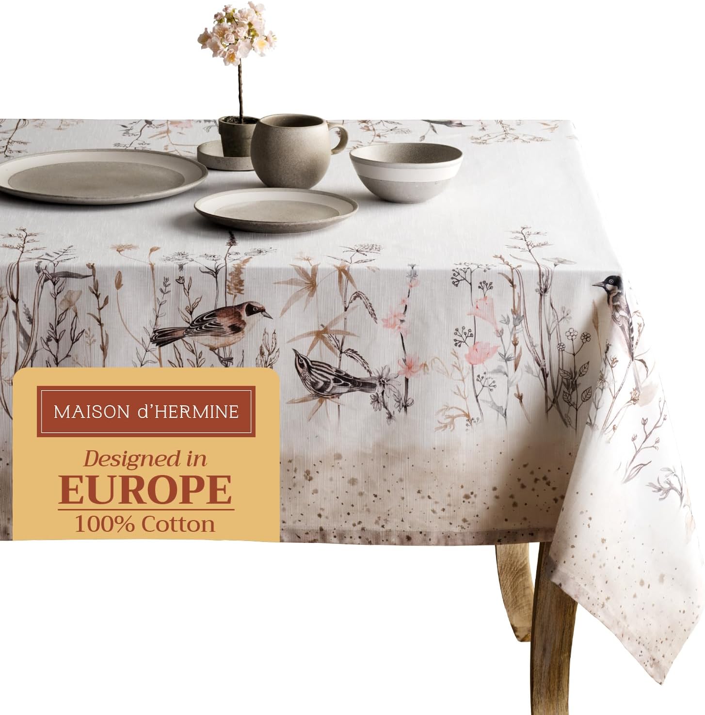 Maison d' Hermine 100% Cotton Table Cloth for Elegant Dining