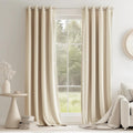 Topfinel 72 in Cream Beige Velvet Blackout Curtains - Soft Insulating