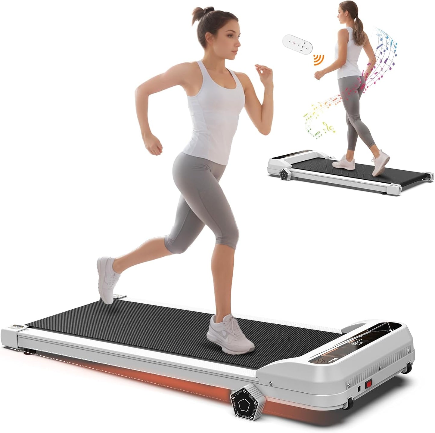 LIVIVOX Under Desk Treadmill - Portable Incline Power! 