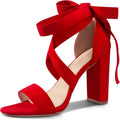 Strappy Heels for Women Chunky Heels Nude Lace Up - Stylish Comfort