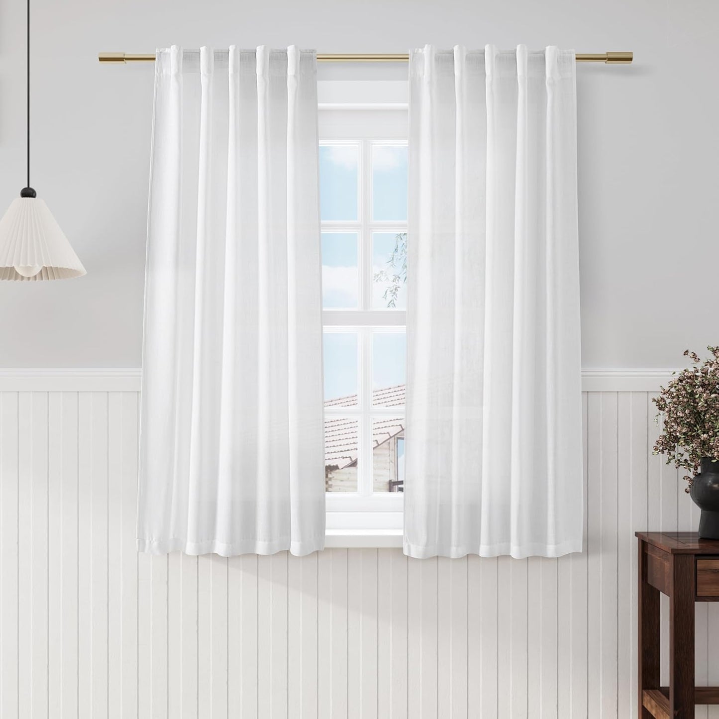 Nanspring White Kitchen Curtains 54 Inch Length for Cozy Ambiance