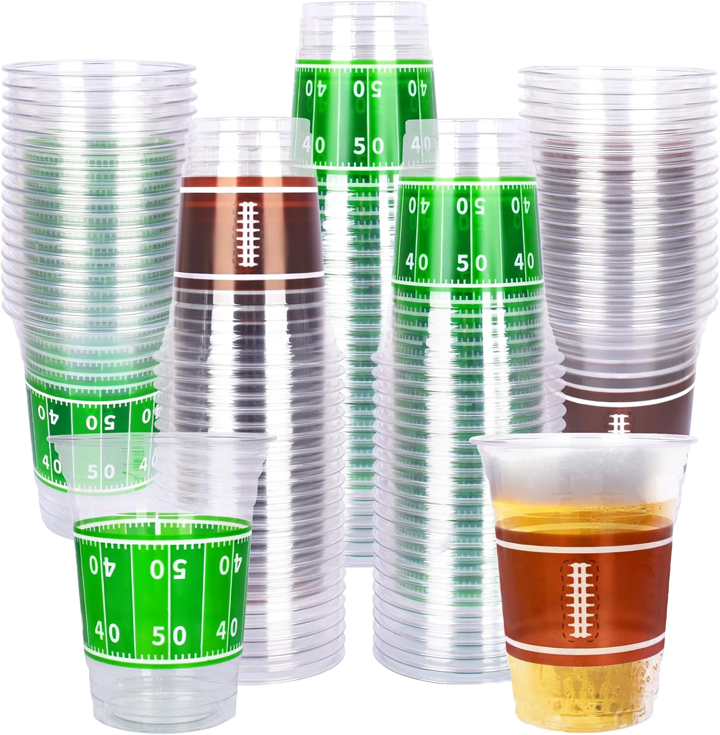 Gatherfun 100 Pcs 16oz Football Plastic Cups - Perfect for Football Parties!