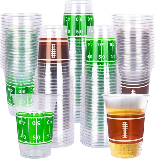 Gatherfun 100 Pcs 16oz Football Plastic Cups - Perfect for Football Parties!