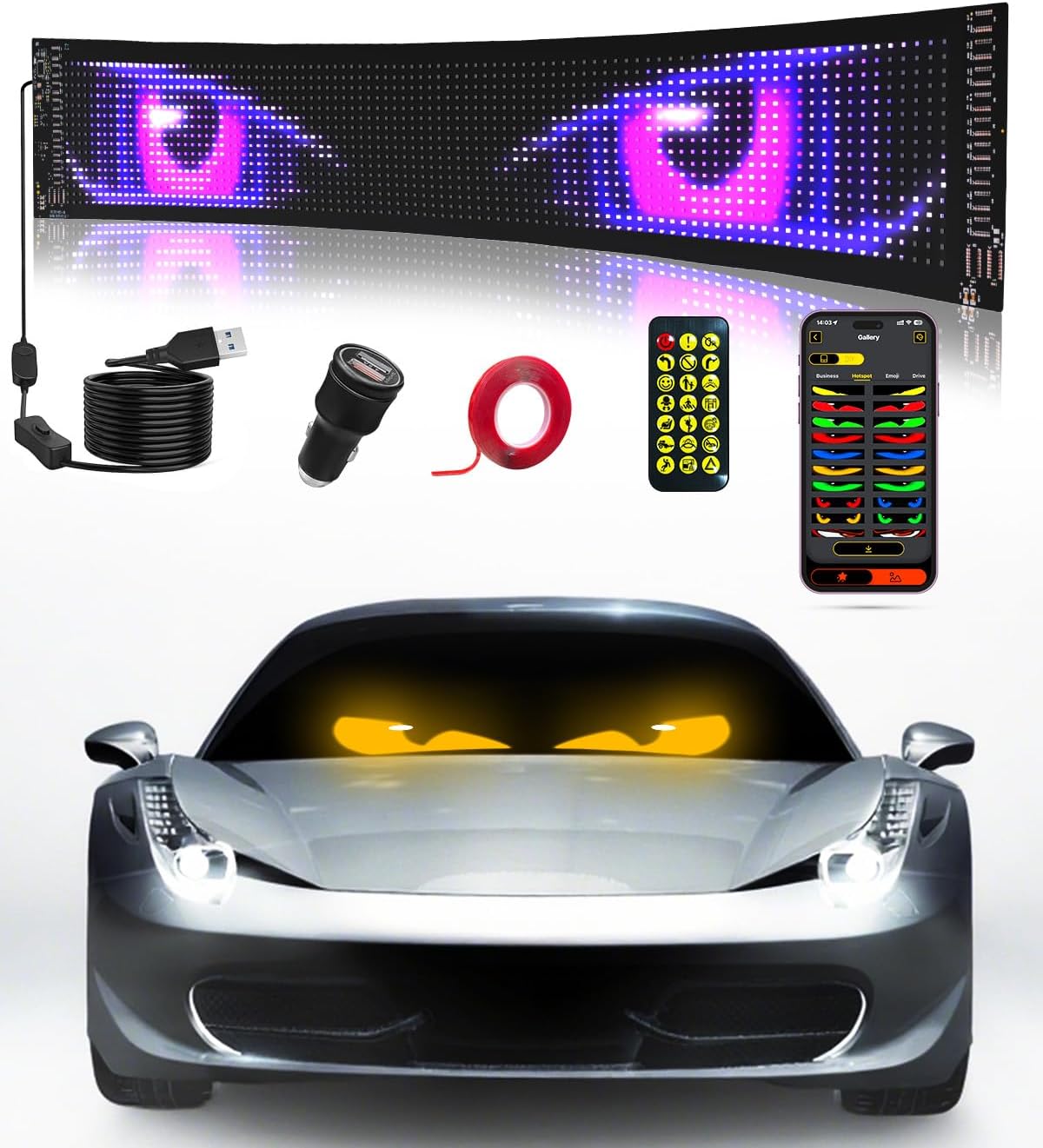 Devil Eyes Light for Windshield: Programmable LED Display