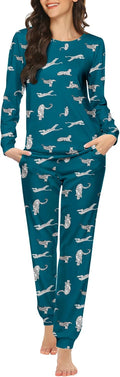 Womens Jogger Pajama Set Long Sleeve - Cozy Star Print PJs