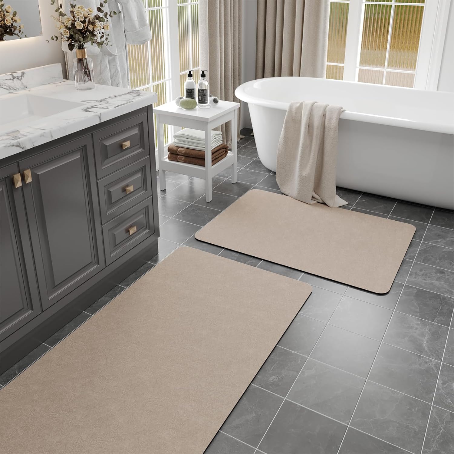 Quick Dry Diatomaceous Earth Bath Mat Rugs Set for Bathroom
