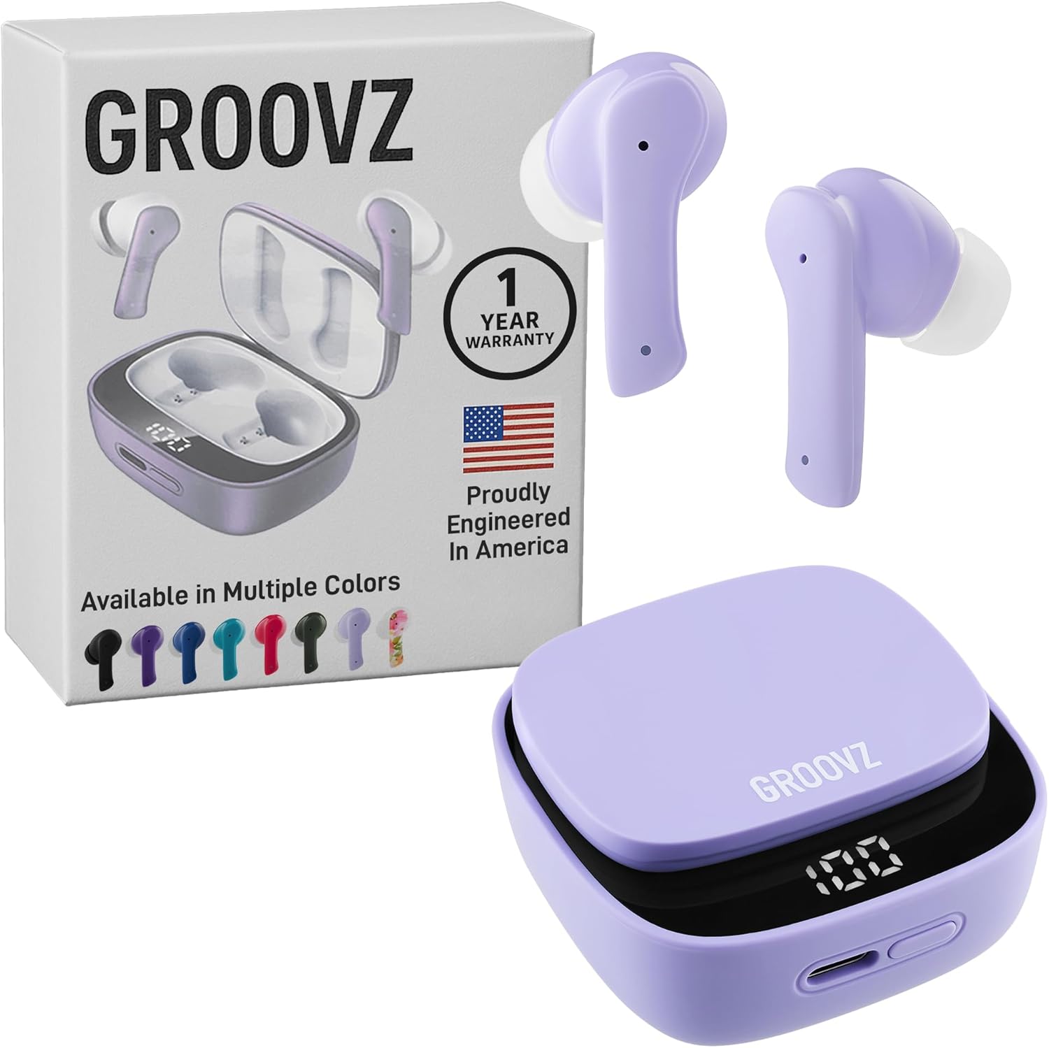 Groovz True Wireless Earbuds with Charging Case for Music Lovers