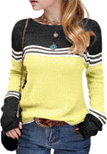 Girls Fall Sweaters Long Sleeve Color Block Striped Cozy Top