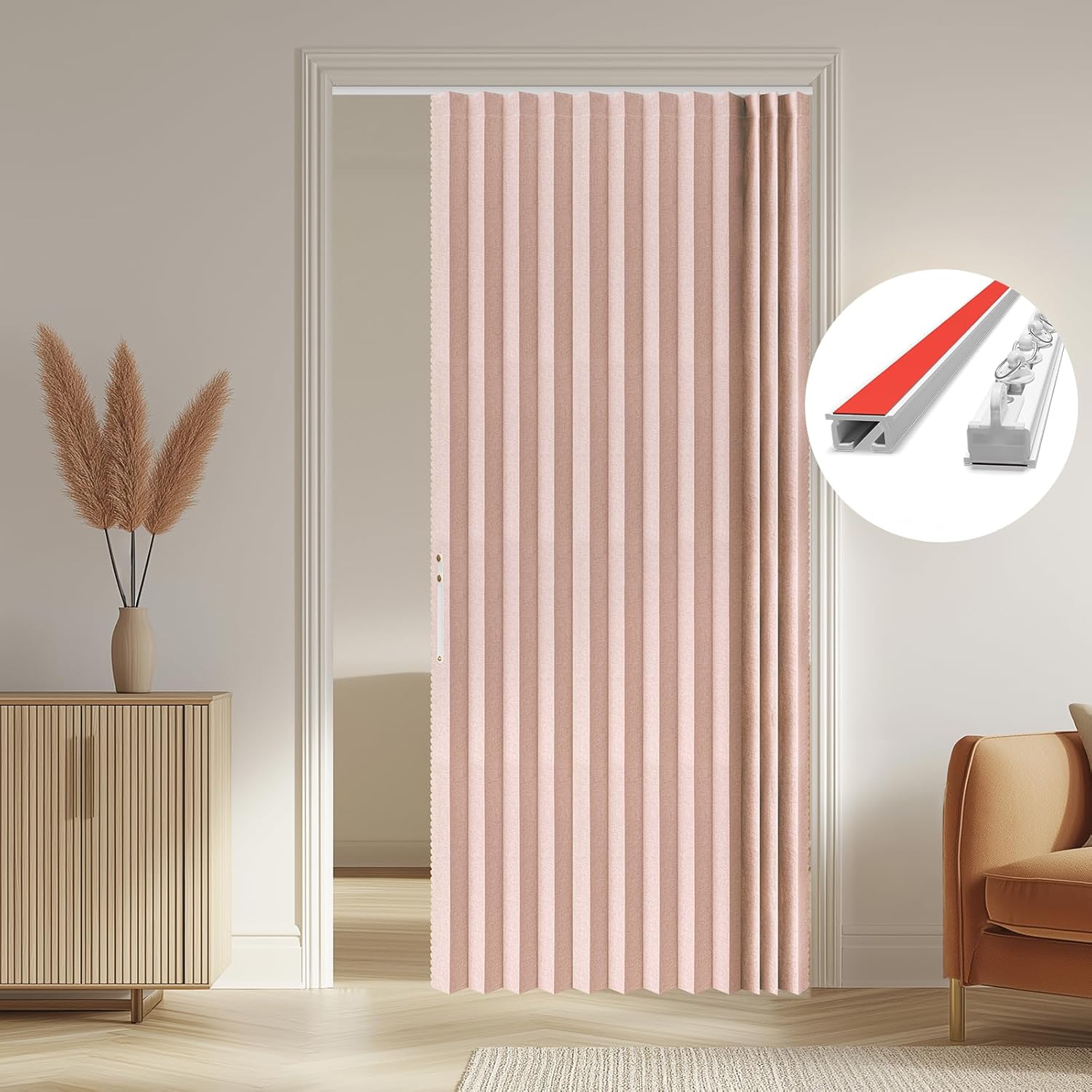 AJAZZ 100% Blackout Accordion Door Curtain for Home Use