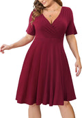 Ahlaray Womens Plus Size Faux Wrap Swing Dress L-4XL - With Pockets