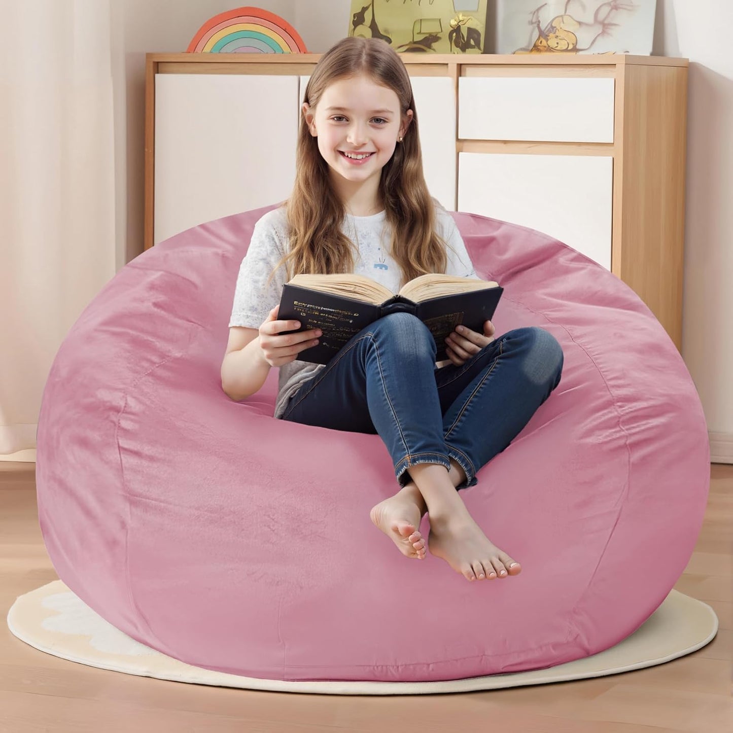 Comfy 2FT Bean Bag Chair with Memory Foam - Dusty Pink