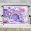 Purple Sky Clouds 1st Birthday Party Backdrop for Photoshoot - Dreamy