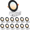 DLLT LED Recessed Ceiling Lights 12 Pack 4 in 5CCT - Ultra-Thin