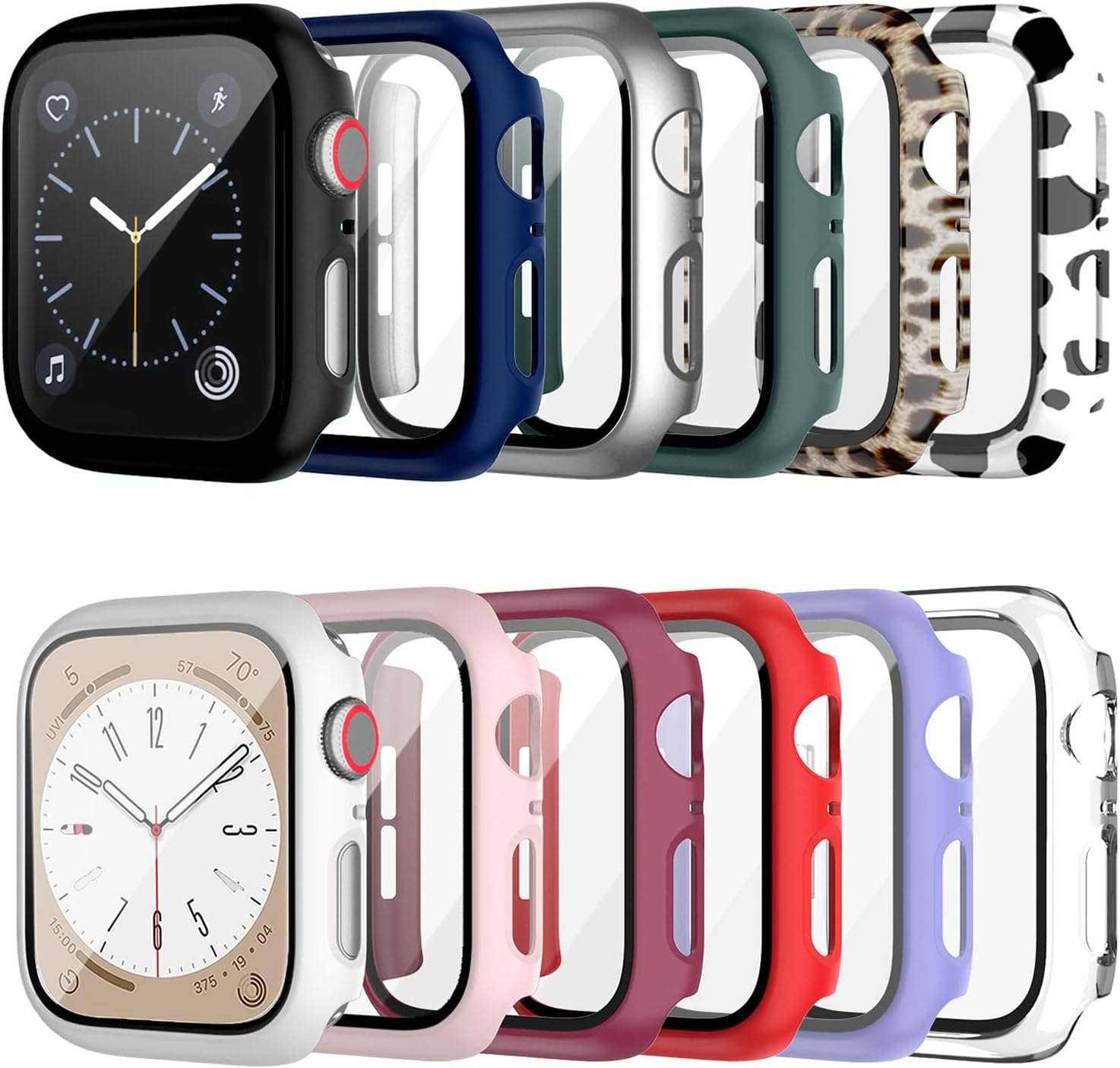 Matte Leopard Cow Pattern Cover Set for Apple Watch 45mm
