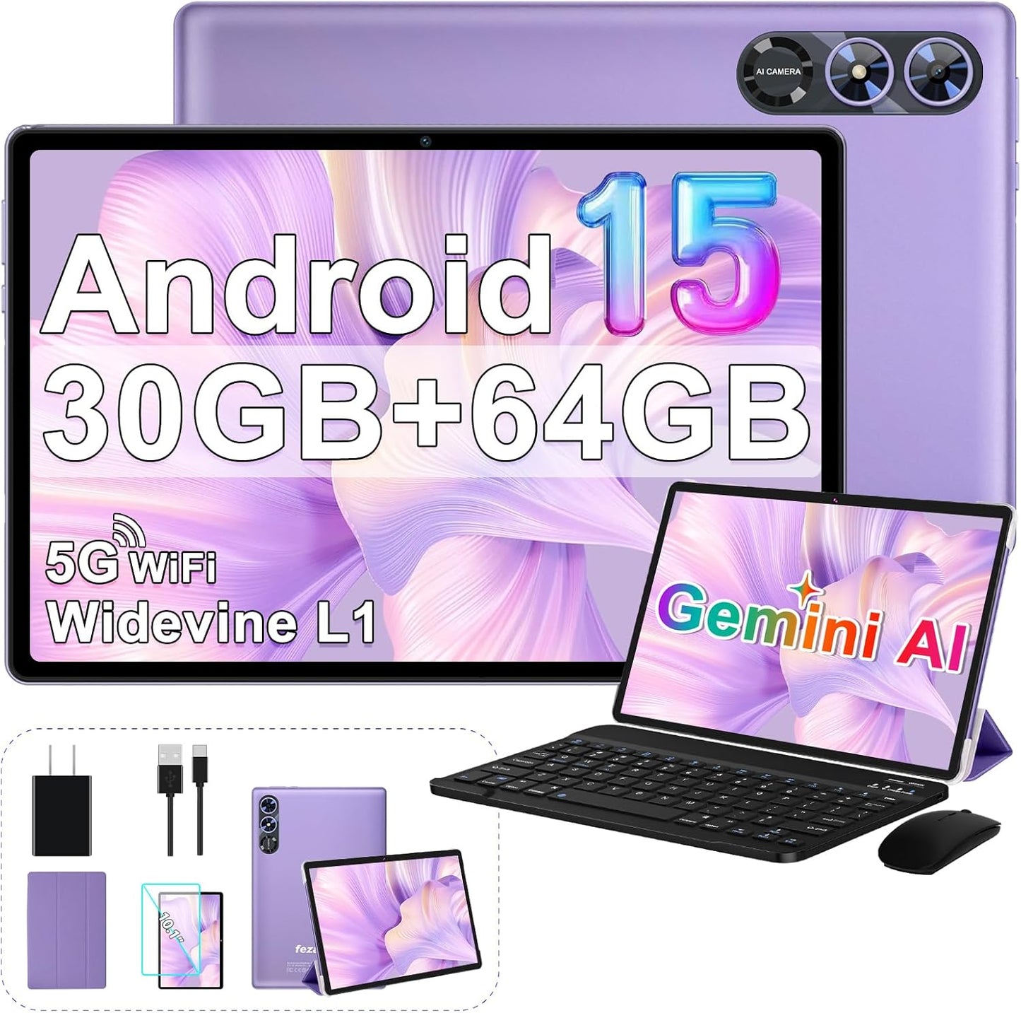 2025 Tablet 10 Inch Android 15 with Keyboard and 30GB RAM
