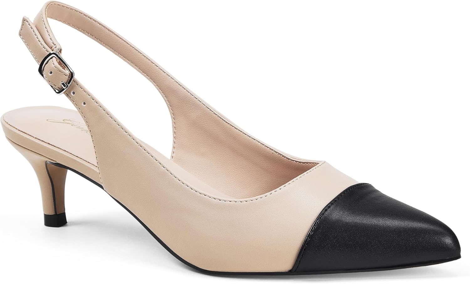 GENSHUO Low Kitten Heels Women's Slingback Dressy Pumps