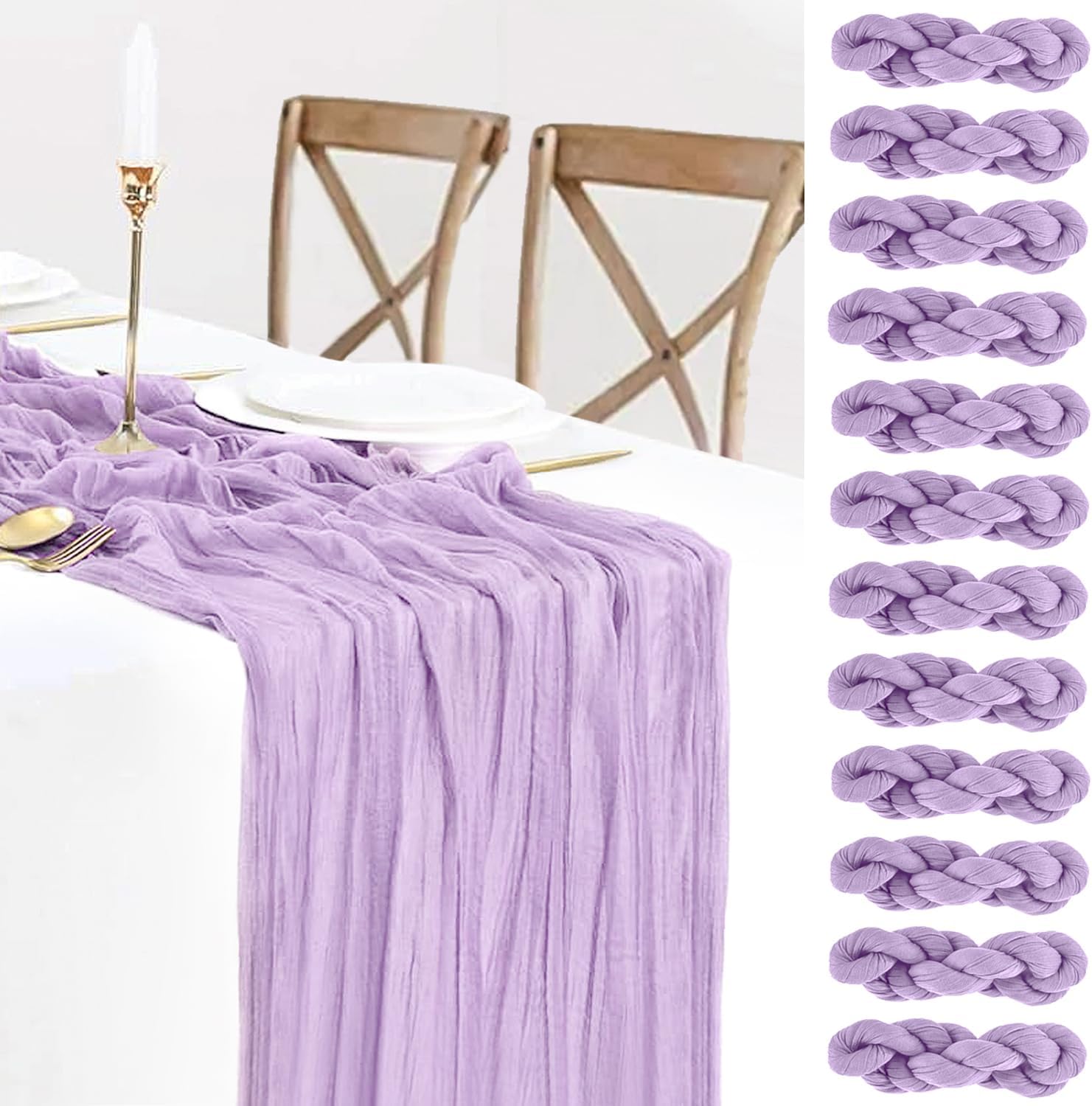 Lavender Cheesecloth Table Runner 12 Pack for Elegant Decor