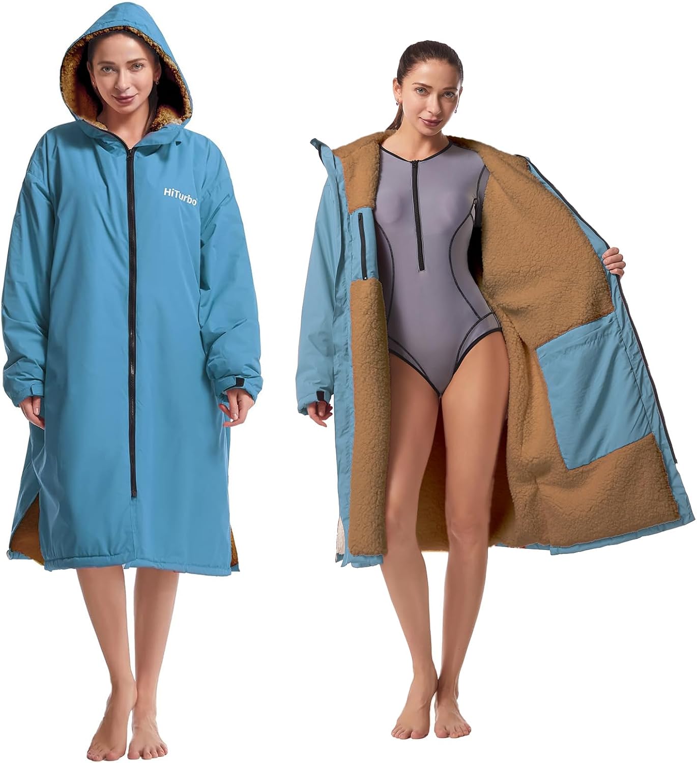Hiturbo Warm Waterproof Swim Parka: Oversized Changing Robe