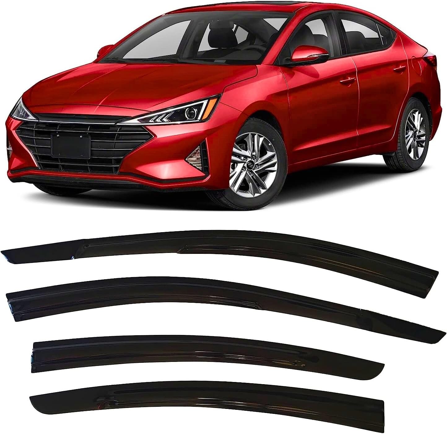 Tape-on Rain Guards for Hyundai Elantra 2017-2020 Models