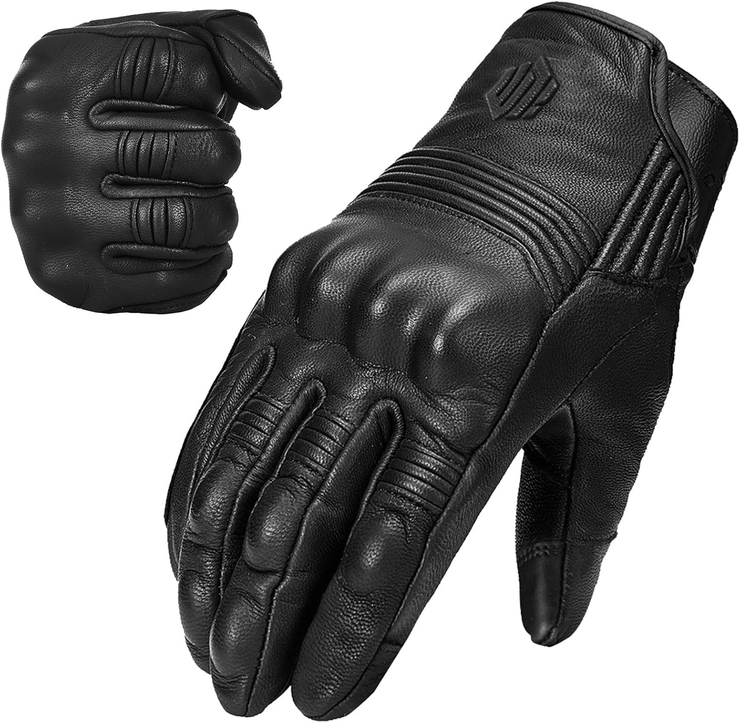 ILM Goatskin Leather Motorcycle Gloves with Touchscreen Feature
