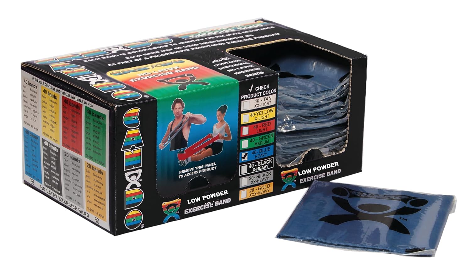 CanDo Singles Low Powder Exercise Band for Strength Training