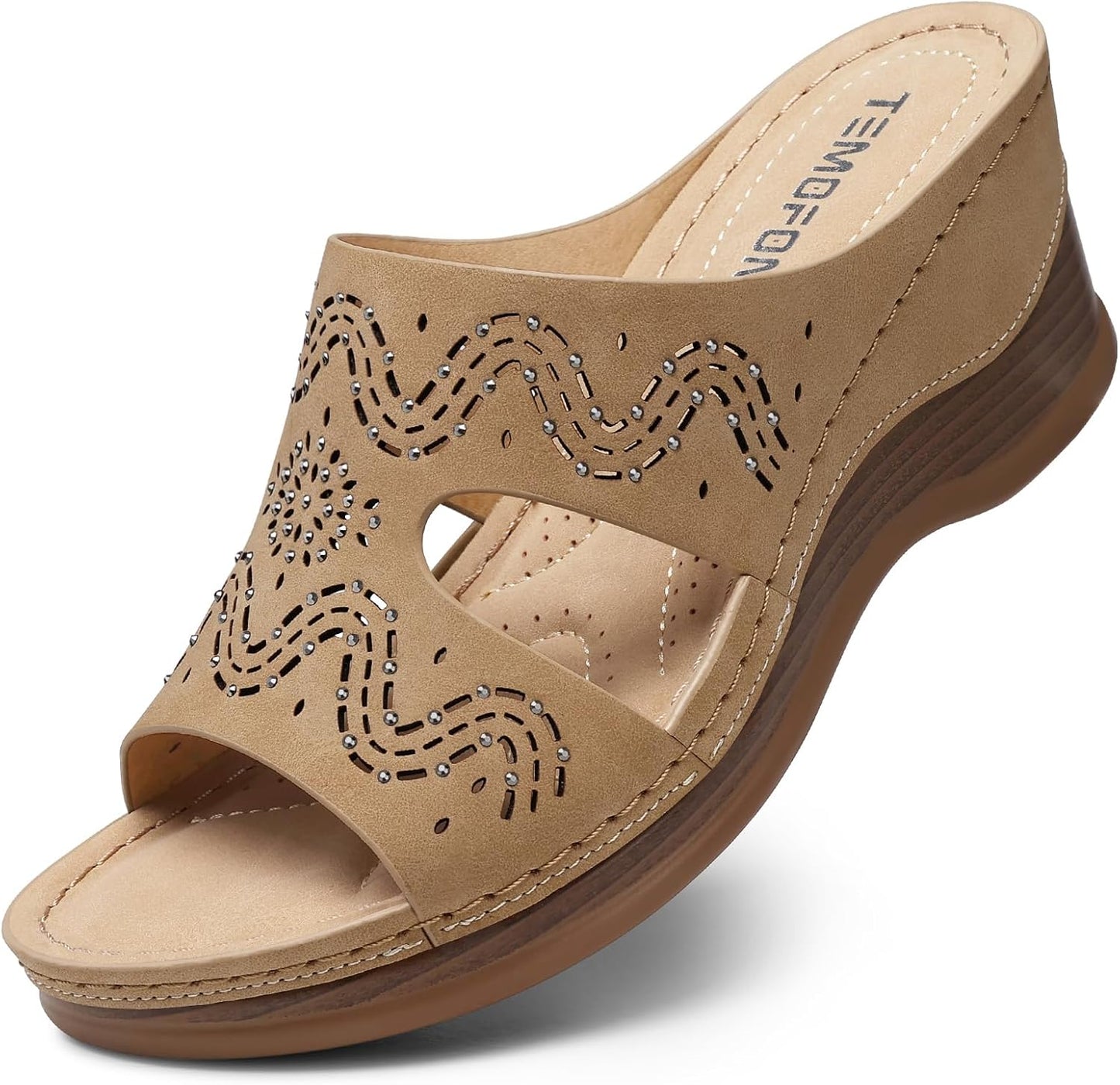 TEMOFON Women Wedge Sandals: Comfortable Dressy Slip On Style