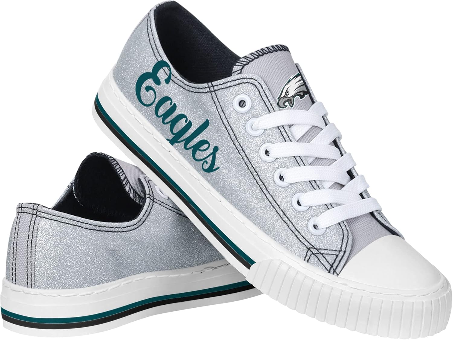 FOCO Women's NFL Team Logo Glitter Low Top Canvas Sneakers